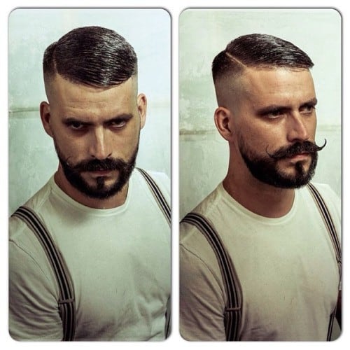 Mens hipster hairstyle haircuts beard mustache Vector Image