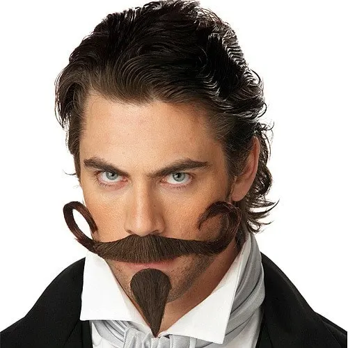 long French mustache with a petite goatee for men