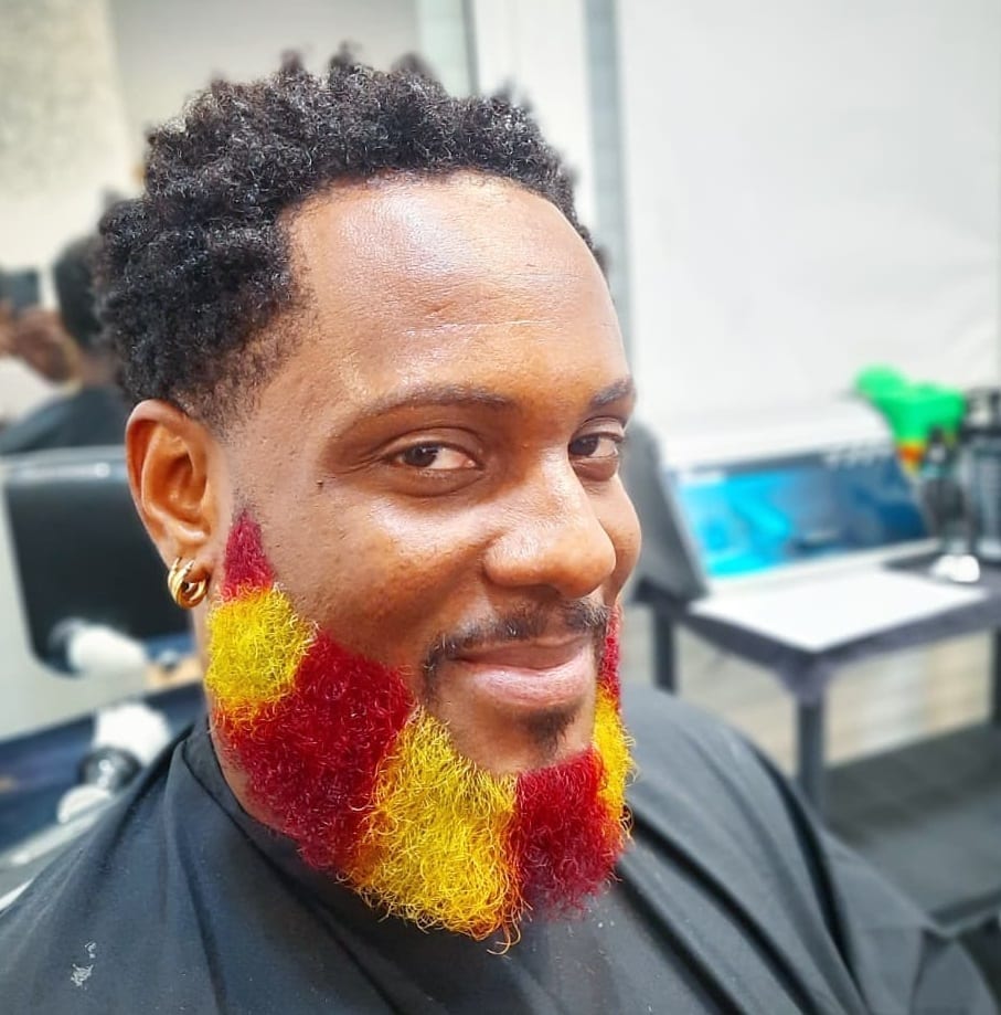 colorful beard style for black men