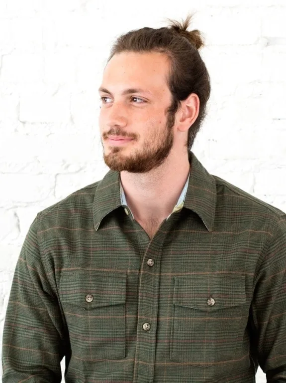 Top Knot Men Bun hair with beard