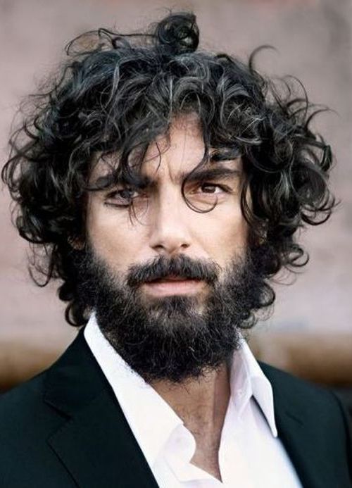 Curly hair outlet beard style