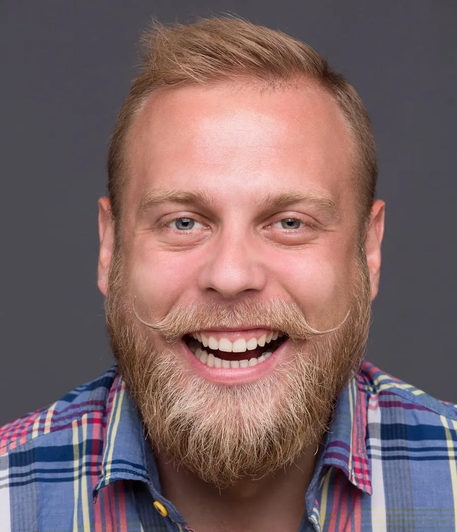 full blonde beard with mustache