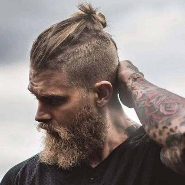 vikings man bun with beard