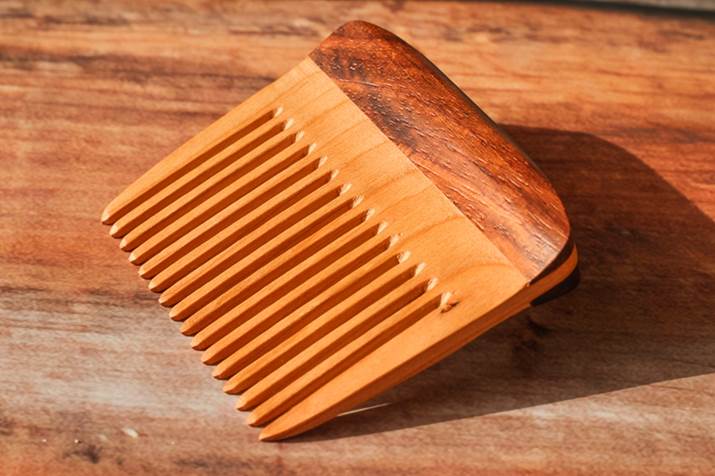 wooden hair comb to trim beard neckline
