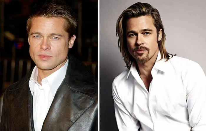 brad pitt with and without beard