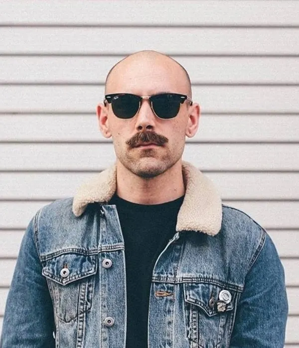 Shiny Chevron bald with mustache