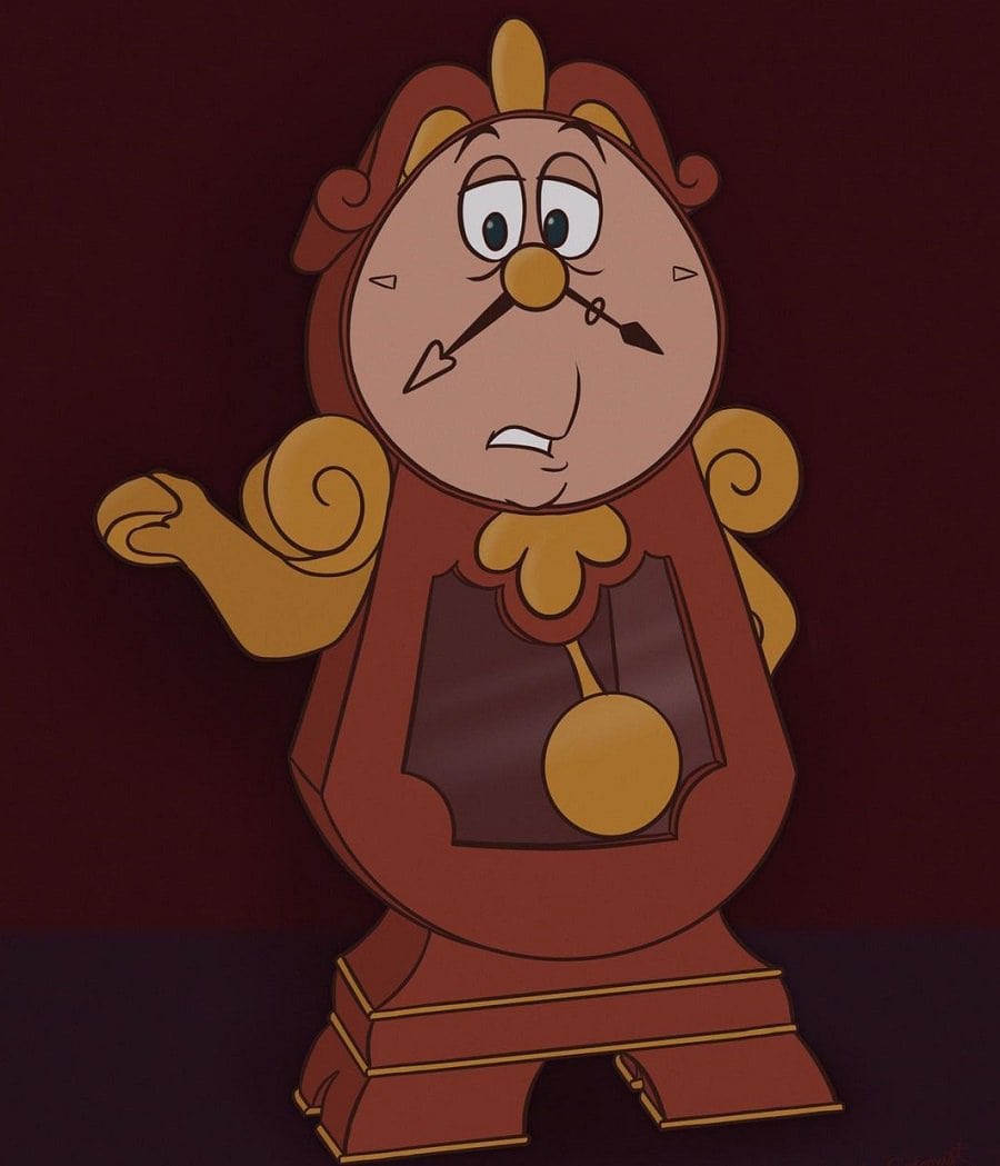Cartoon Character Cogsworth with Mustache