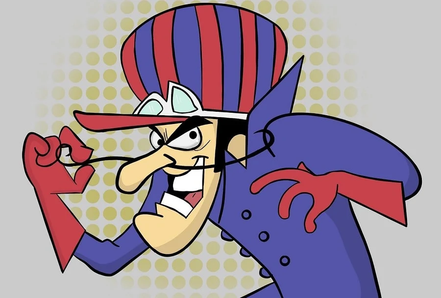 Cartoon Character Dick Dastardly with Long Mustache