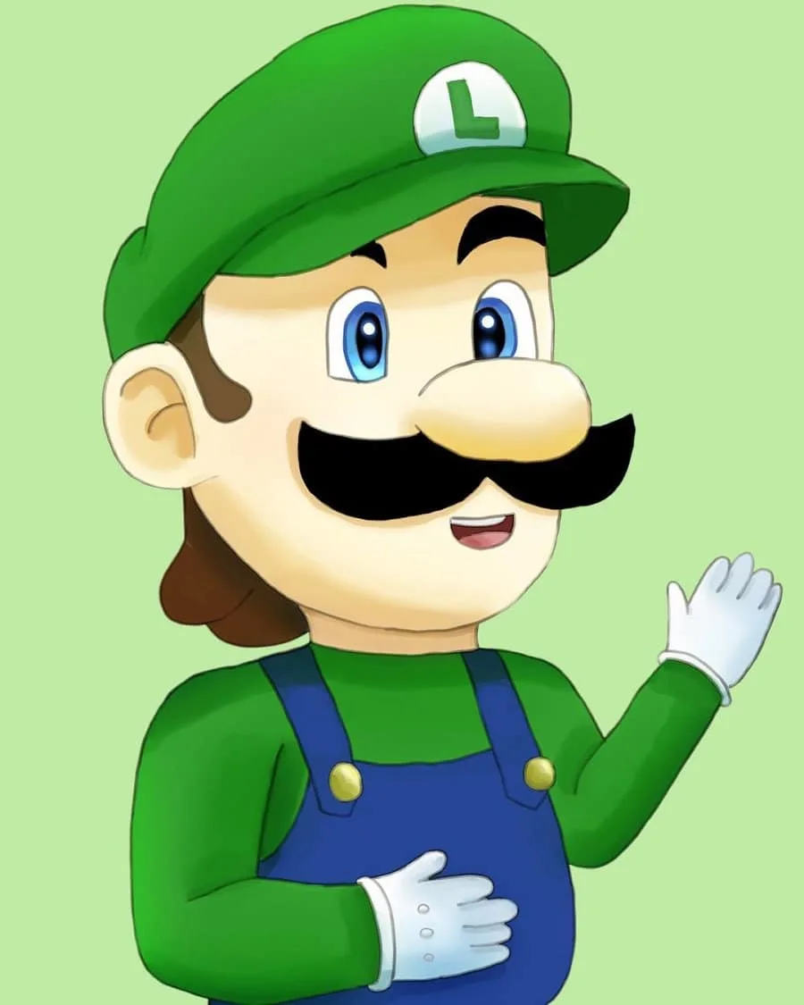 Cartoon Character Luigi with Mustache