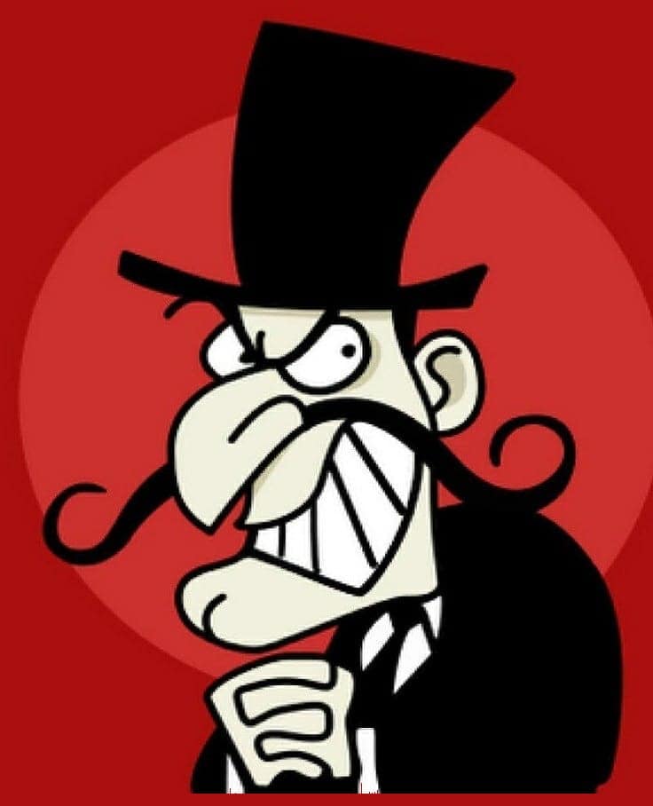 Cartoon Character Snidely Whiplash with Mustache