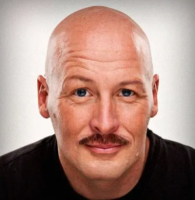 bald guy with chevron mustache