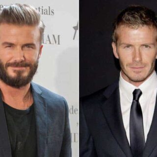 with and without Beard Look