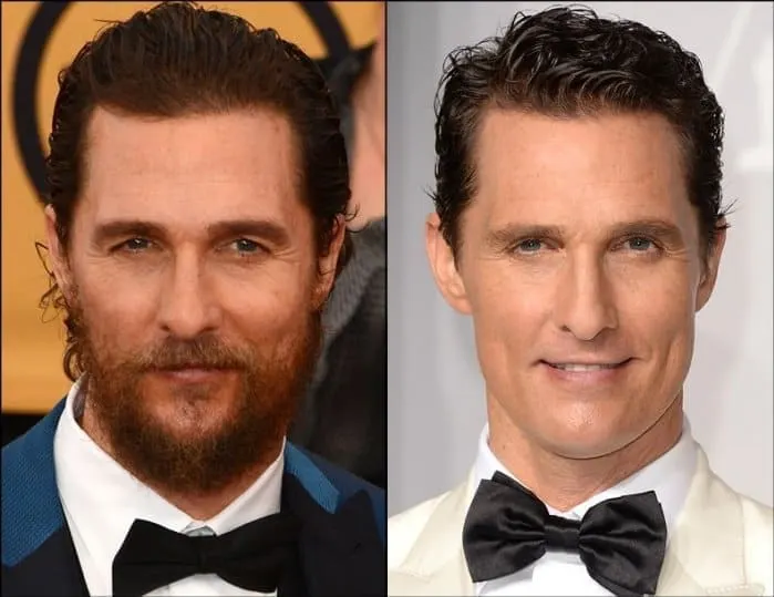 with and without beard