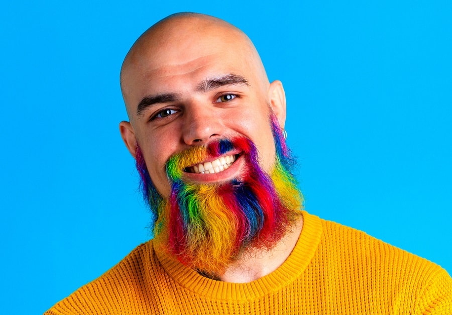 bald guy with colored beard