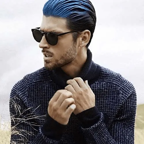 Blue Hair And Short Beard for Men