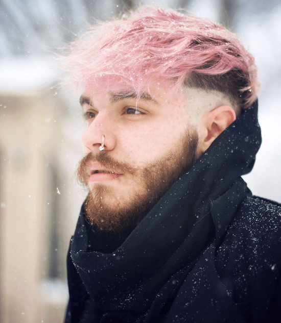 Funky Pink Hair with a Natural Beard