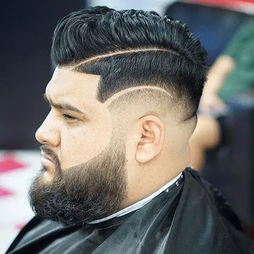 Line Sided Hair With A Full Beard