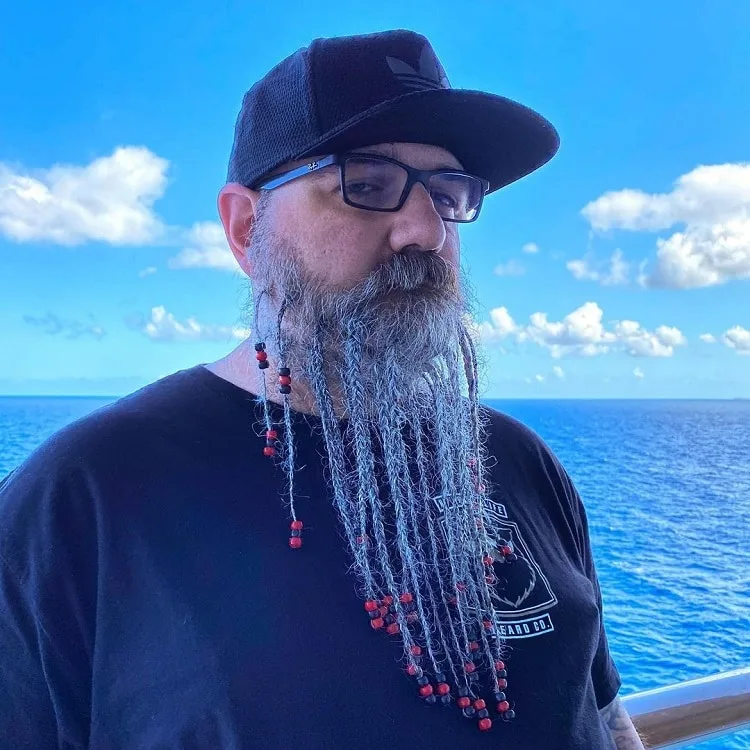 long braided beard with beads