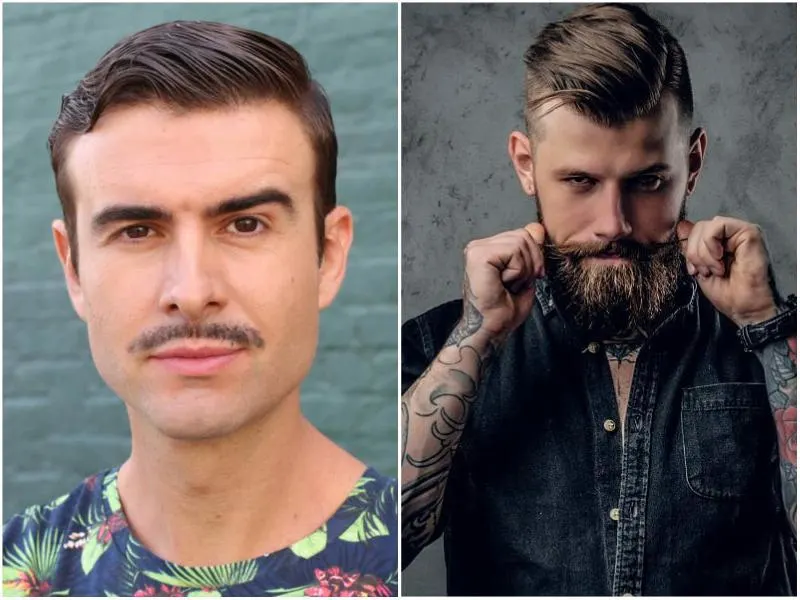 mustache with and without beard
