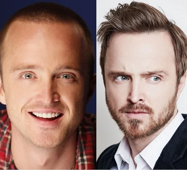 Aaron Paul with and without beard