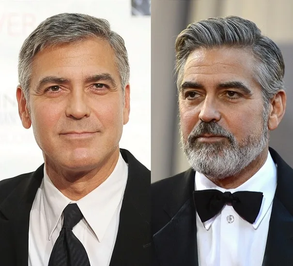George Clooney with and without beard