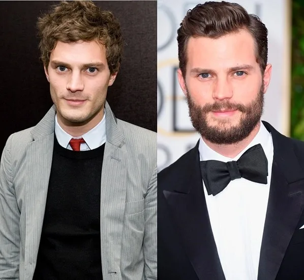 Jamie Dornan with and without beard