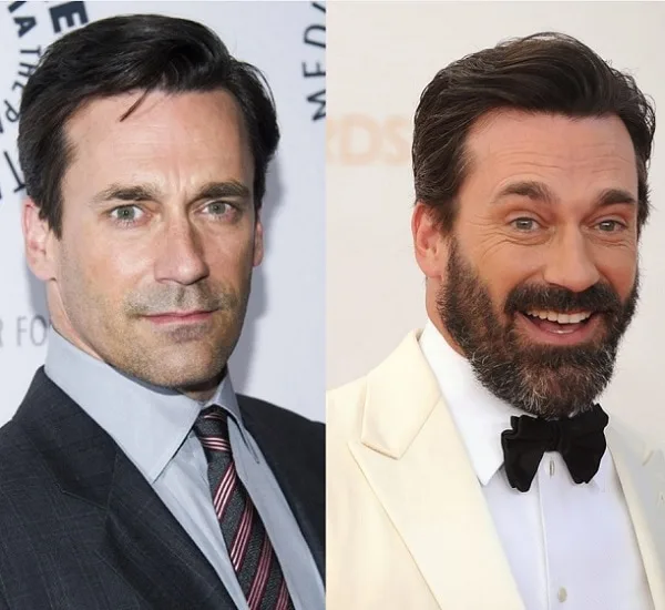 Jon Hamm with and without beard