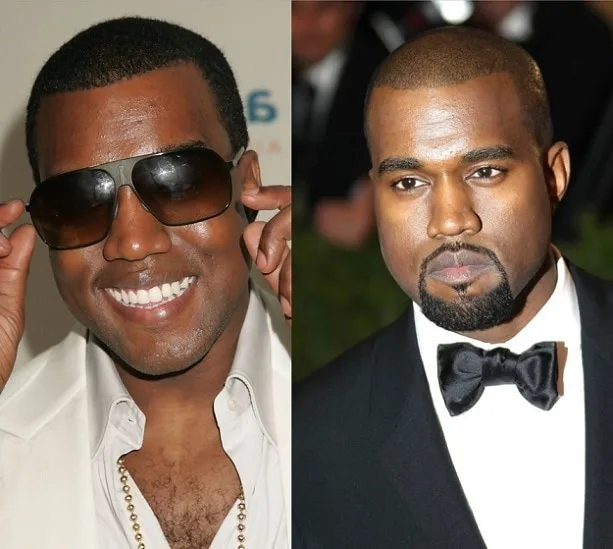 Kanye West with and without beard