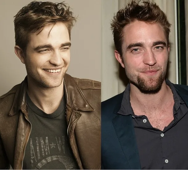 Rob Pattinson with and without beard