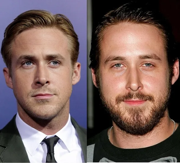 Ryan Gosling with and without beard