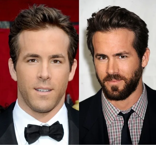 Ryan Reynolds with and without beard