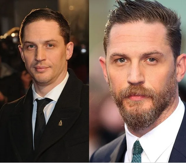 Tom Hardy with and without beard
