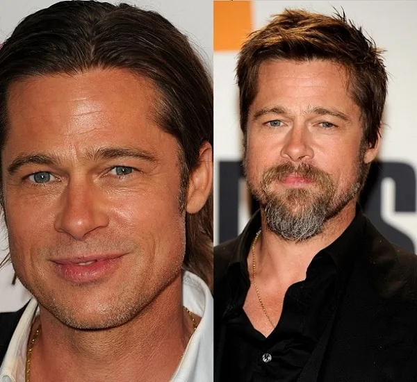 Bead Pitt with and without beard