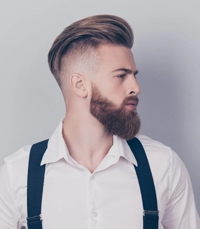 Short Pomp with Fade and Long Beard