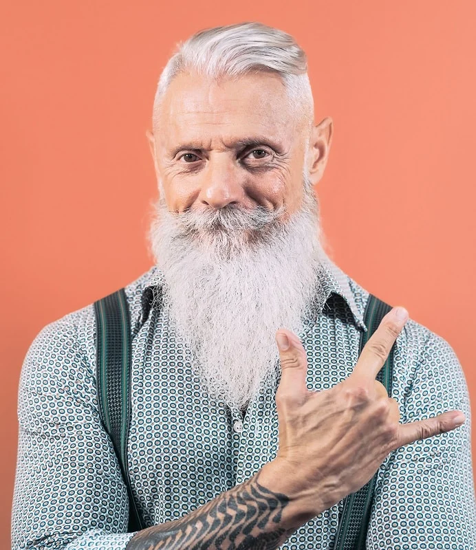 Short Slicked Back Hair with Ducktail Beard