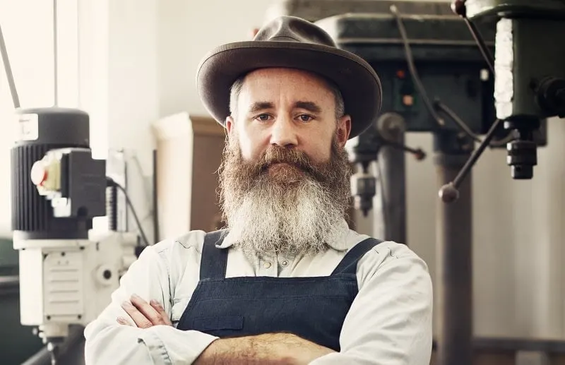 bushy beard with long mustache