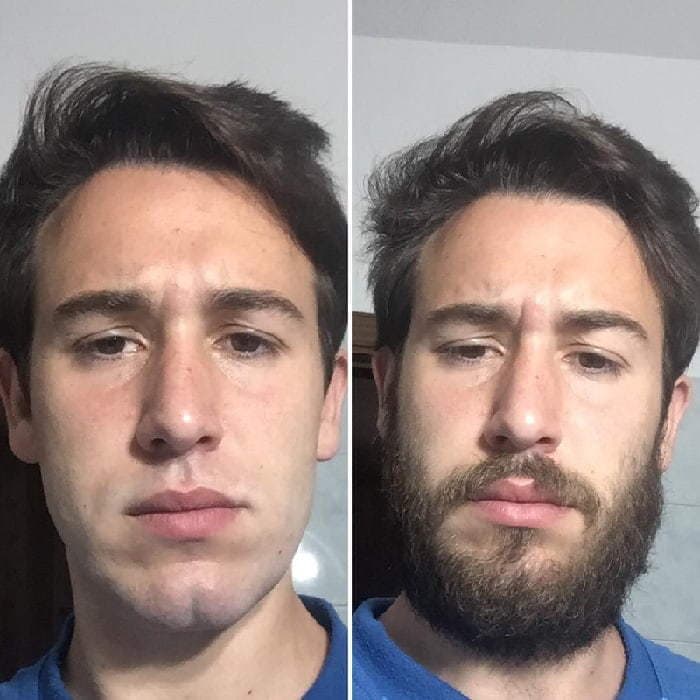 clean shaven vs full beard look 
