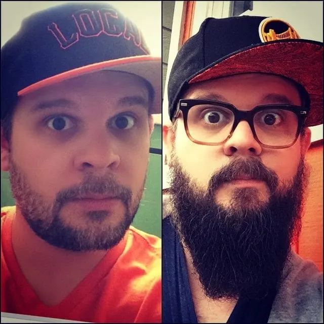 ducktail beard before and after 