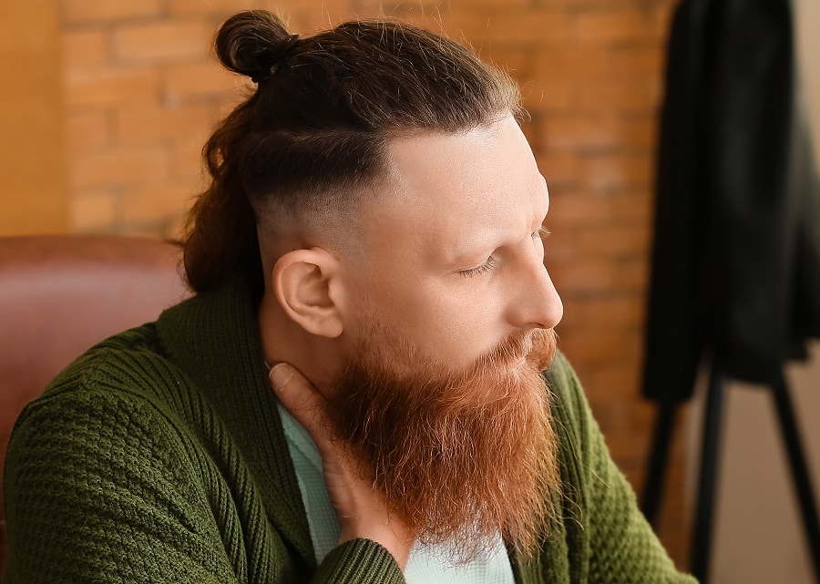 man bun with Irish beard