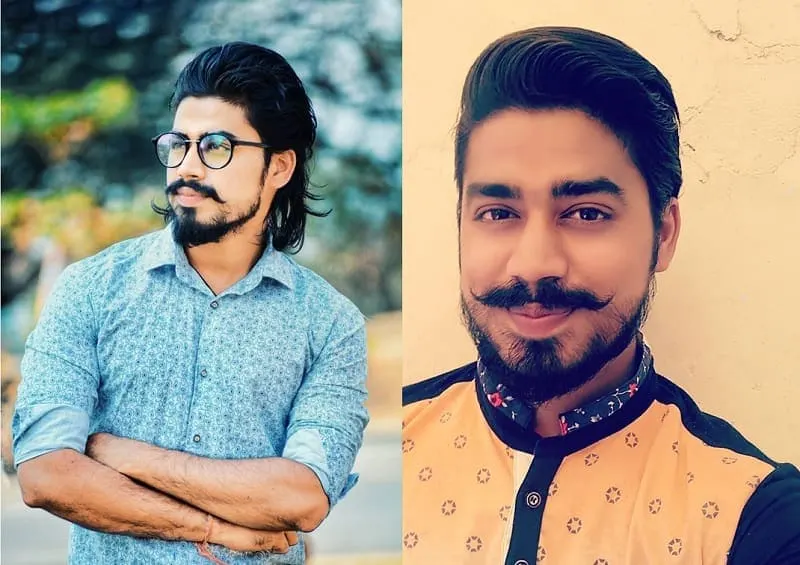 long mustache with short patchy beard