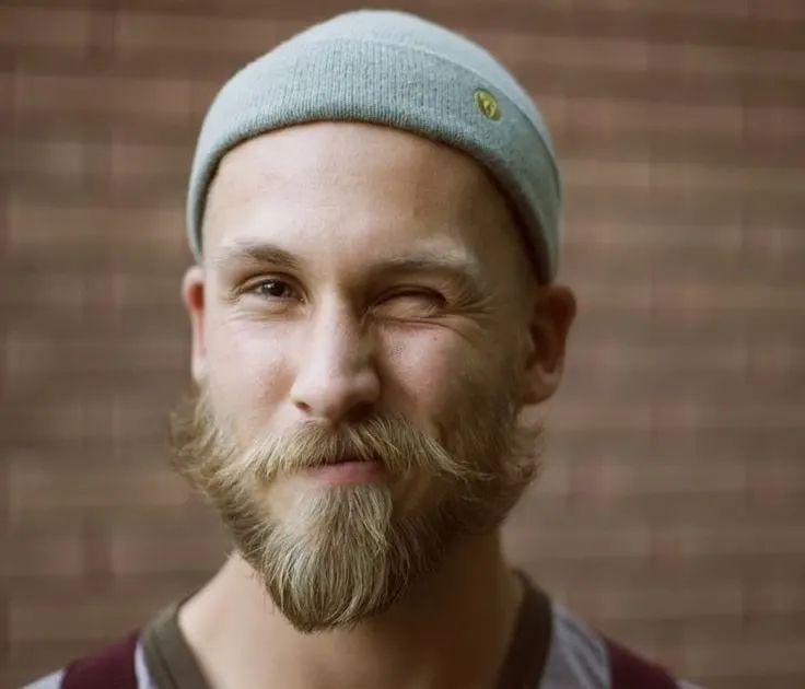 blonde handlebar mustache with beard