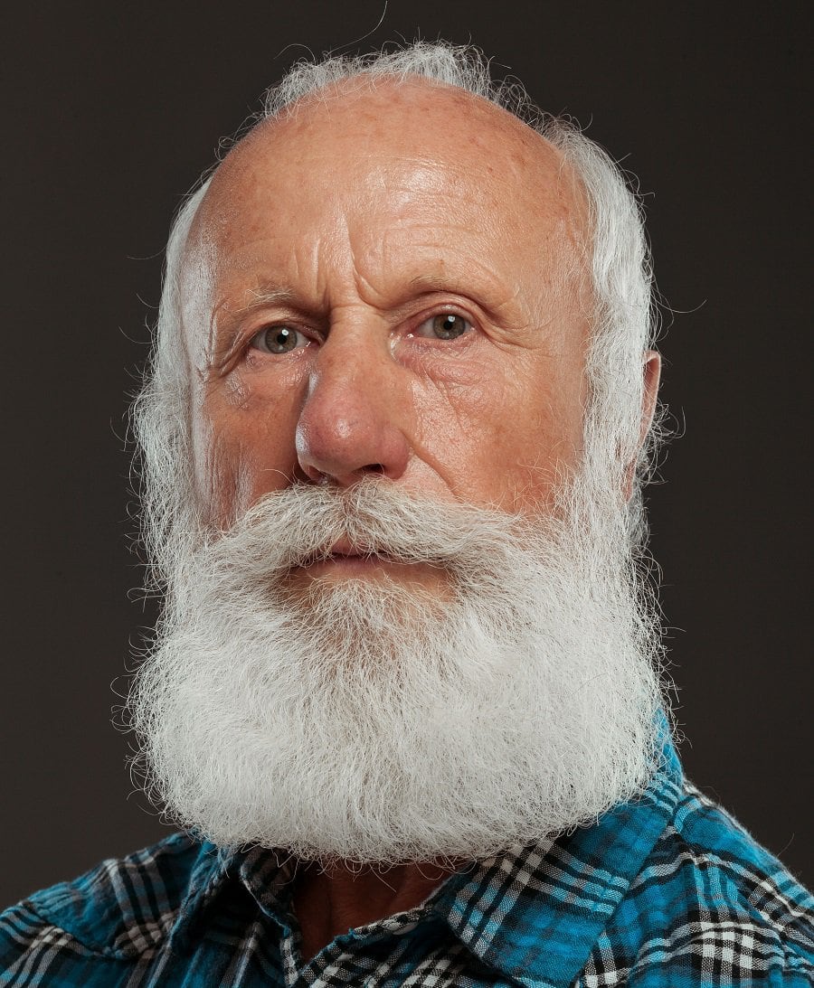 long grey beard and mustache