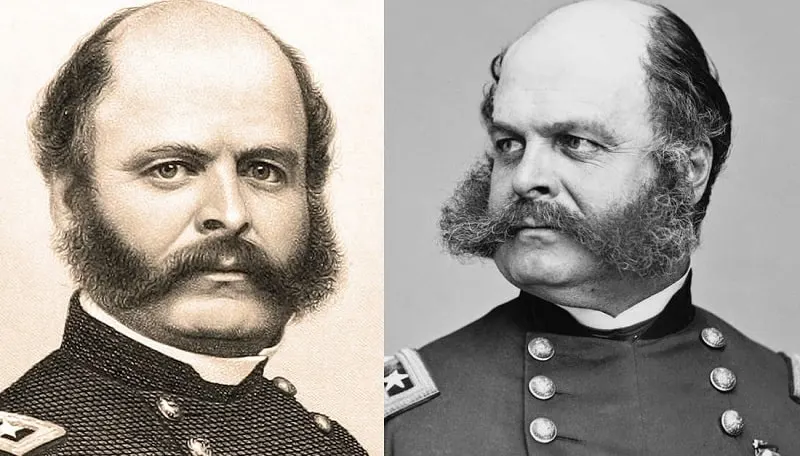 famous people with mustaches - Ambrose Burnside