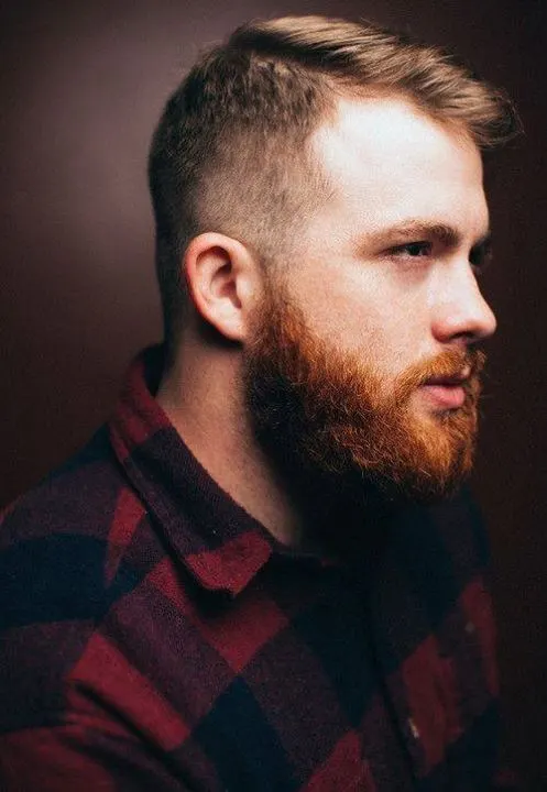 red beard with brown hair undercut