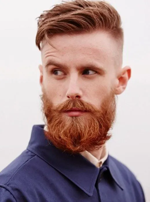 Short Brown Hair with Full Red Beard