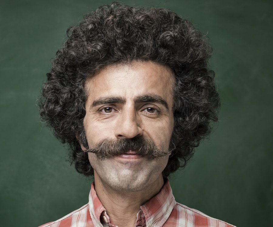 French mustache with curly hair