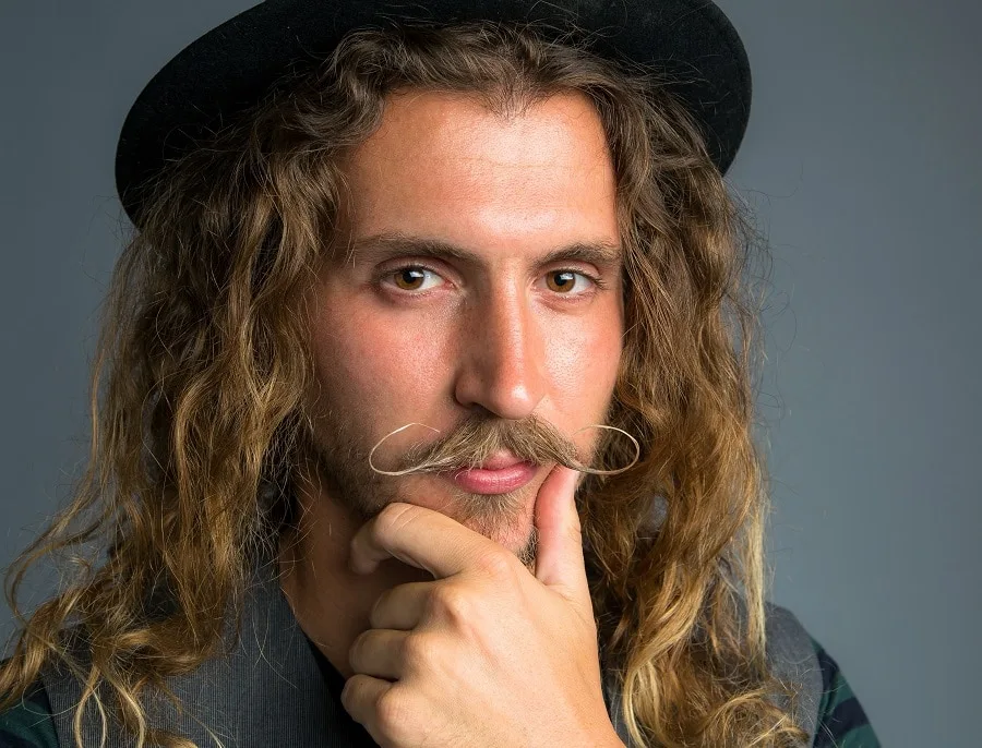 French mustache with long hair