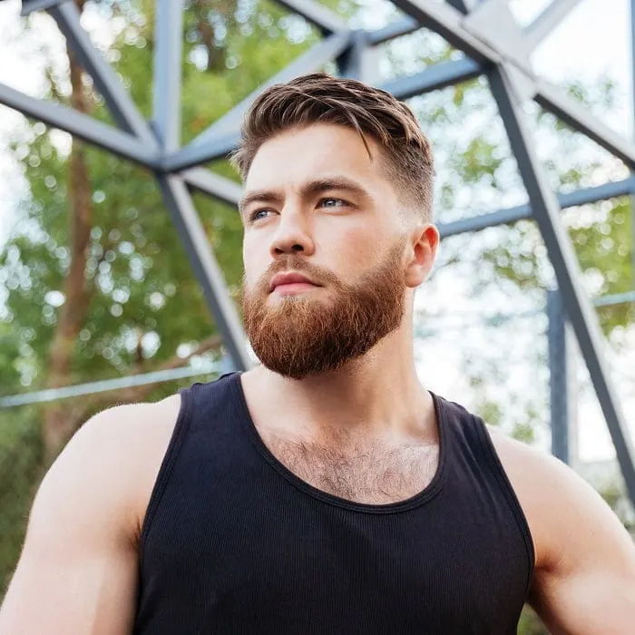 fade haircut with medium beard