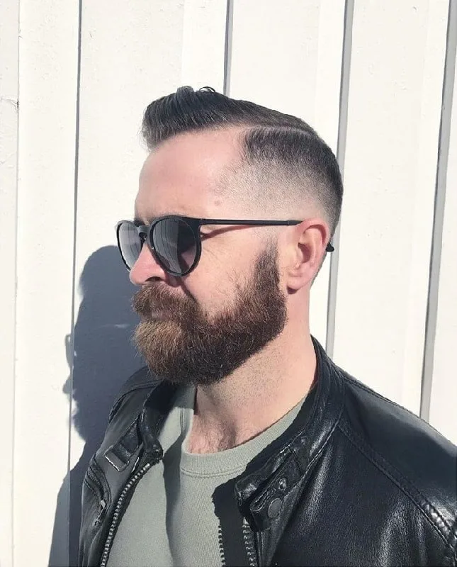 mid fade haircut with beard