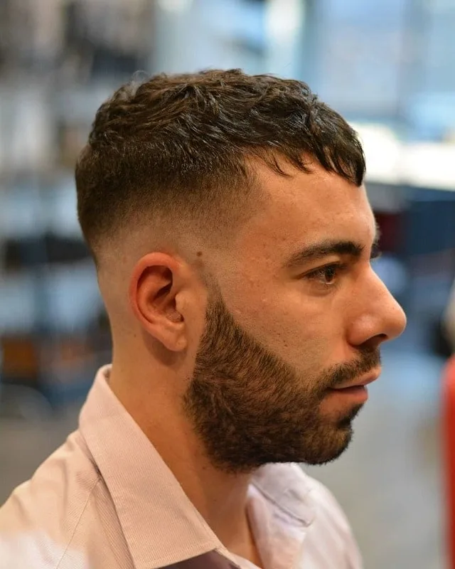 zero fade haircut with beard